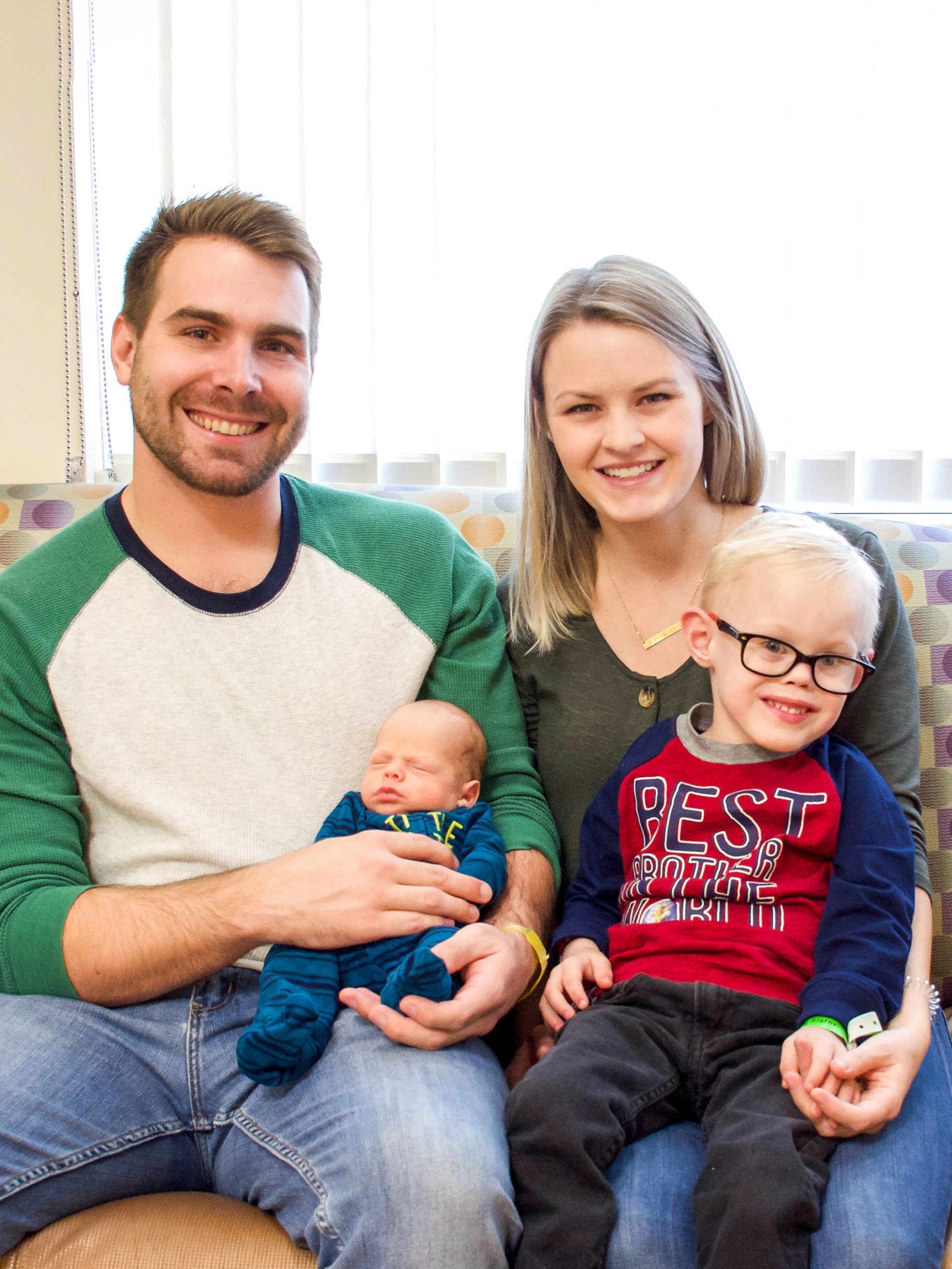 Eleanor and Spencer with their sons, CHOC small baby unit graduates James and Walter
